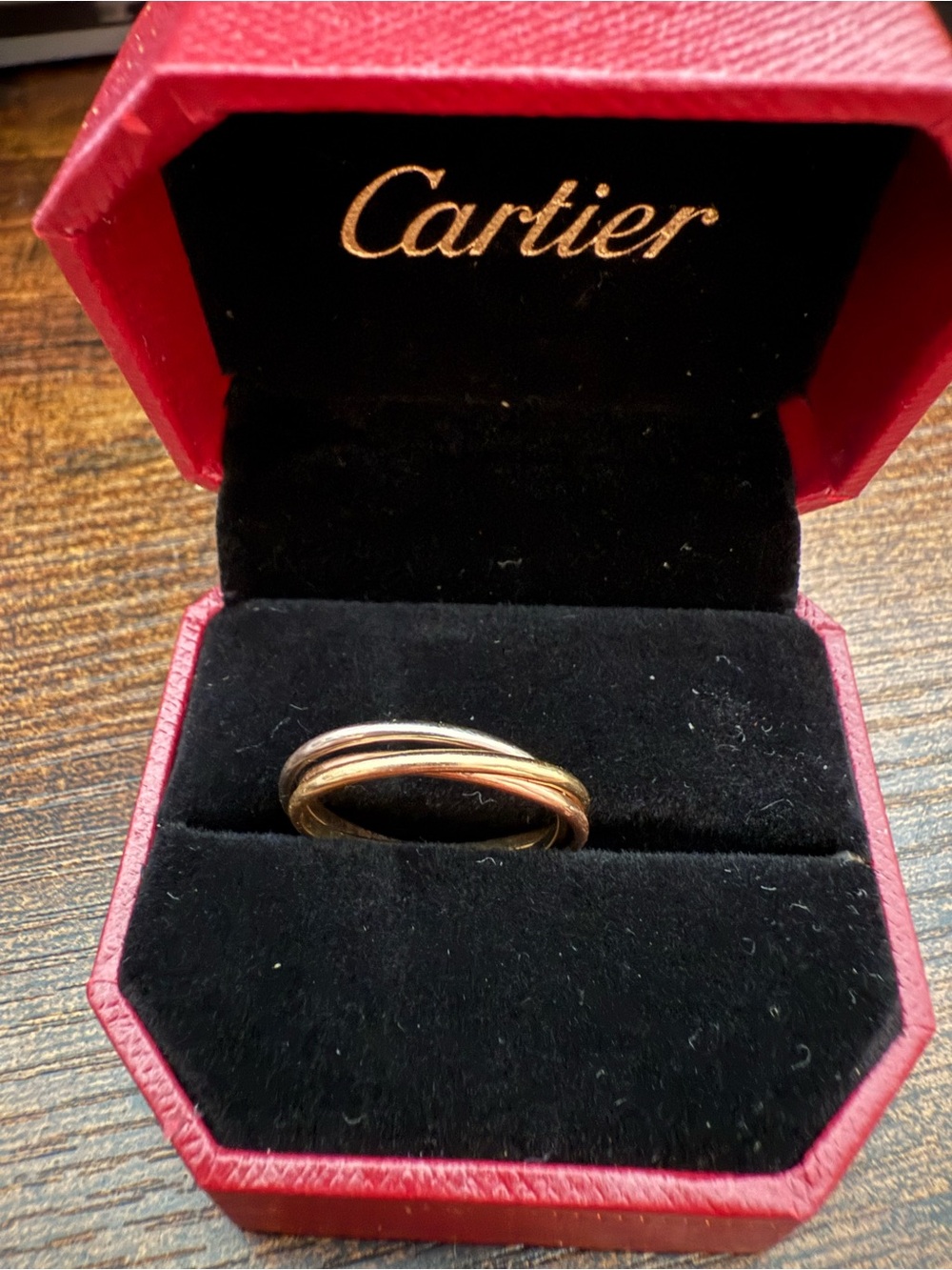 Cartier Tri-Color Interlocking Ring - Gold, Rose, White